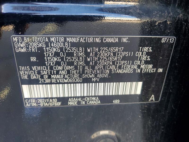 2013 Toyota Rav4 მანქანა იყიდება აუქციონზე, vin: 2T3RFREVXDW069360, აუქციონის ნომერი: 57267906