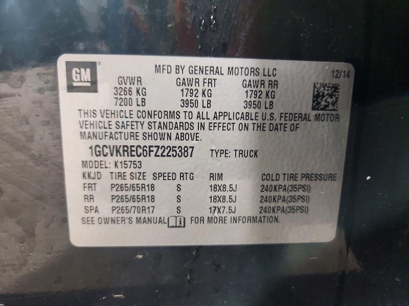 Aukcja sprzedaży 2015 Chevrolet Silverado, vin: 1GCVKREC6FZ225387, numer aukcji: 57756566
