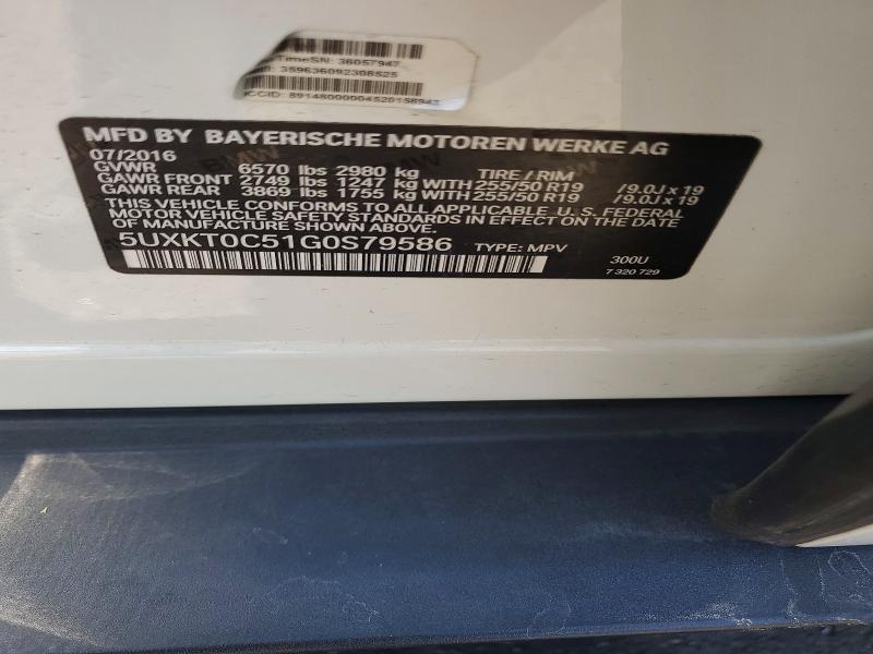 57713006 :رقم المزاد ، 5UXKT0C51G0S79586 vin ، 2016 Bmw X5 مزاد بيع