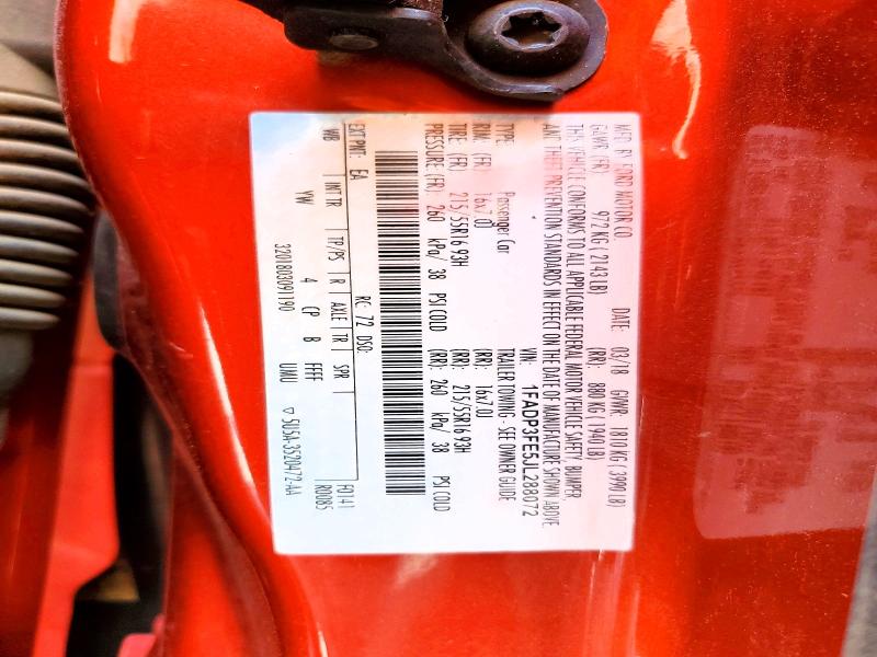 2018 Ford Focus მანქანა იყიდება აუქციონზე, vin: 1FADP3FE5JL288072, აუქციონის ნომერი: 57625406