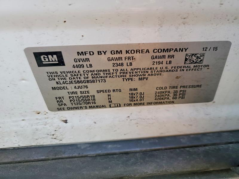 Aukcja sprzedaży 2016 Buick Encore, vin: KL4CJESB6GB587173, numer aukcji: 57169396
