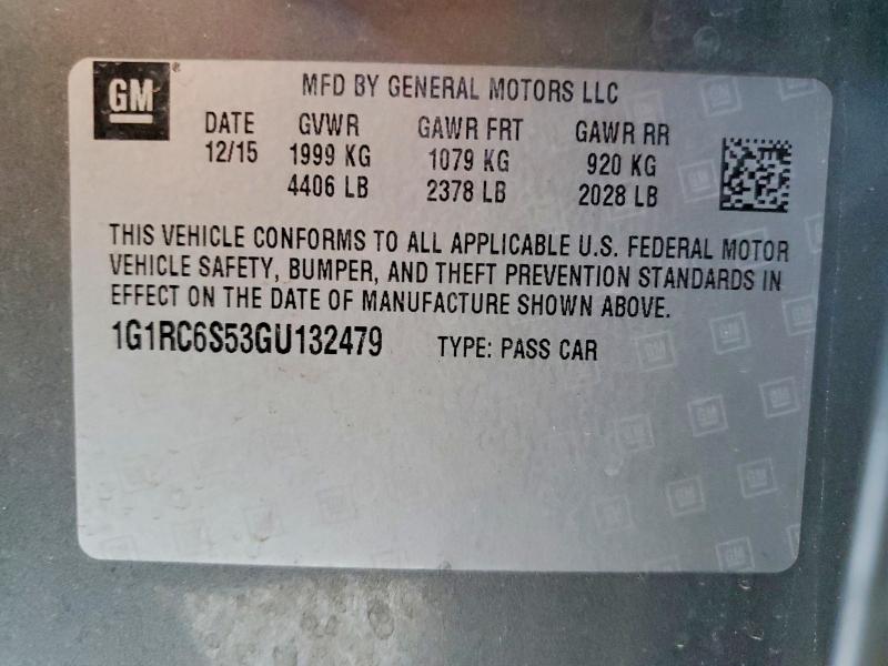 Aukcja sprzedaży 2016 Chevrolet Volt, vin: 1G1RC6S53GU132479, numer aukcji: 56288286