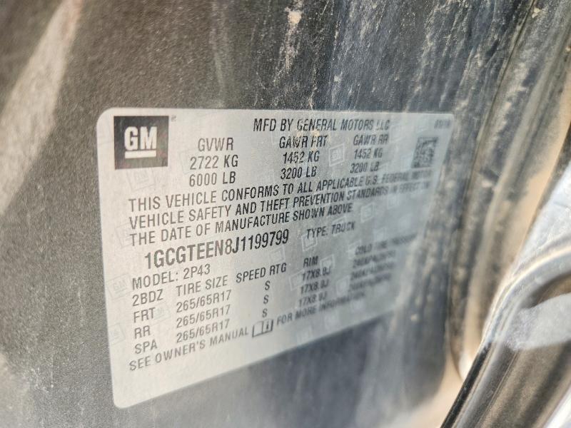 Aukcja sprzedaży 2018 Chevrolet Colorado, vin: 1GCGTEEN8J1199799, numer aukcji: 56239476