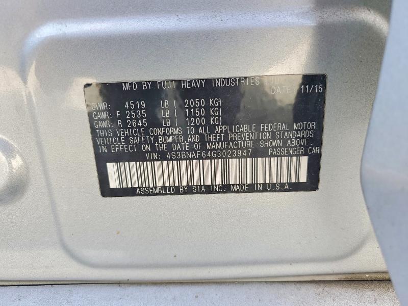 Aukcja sprzedaży 2016 Subaru Legacy, vin: 4S3BNAF64G3023947, numer aukcji: 57436636