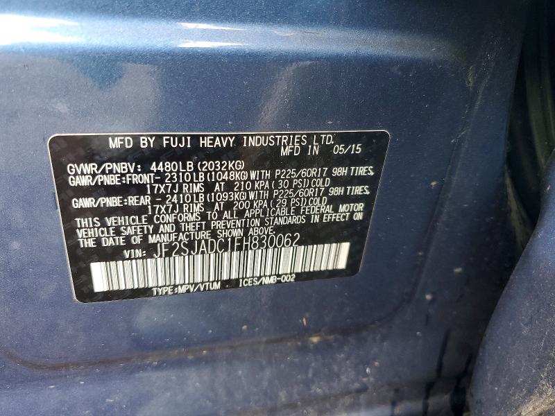 Aukcja sprzedaży 2015 Subaru Forester, vin: JF2SJADC1FH830062, numer aukcji: 58609256