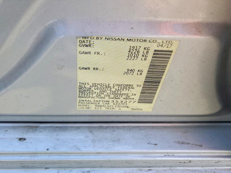 55802006 :رقم المزاد ، 1N4AL3AP1HN353277 vin ، 2017 Nissan Altima مزاد بيع