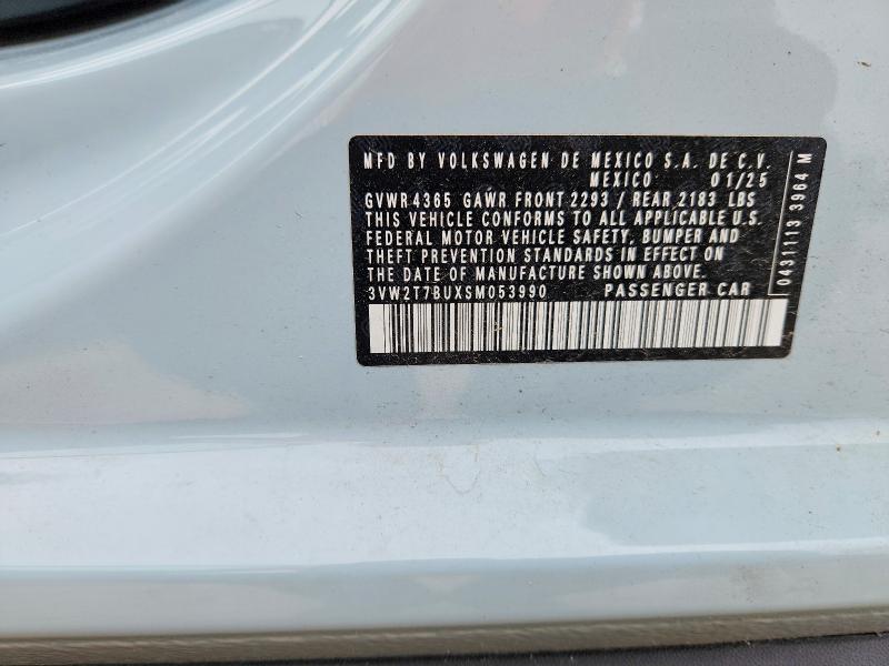 2025 Volkswagen Jetta მანქანა იყიდება აუქციონზე, vin: 3VW2T7BUXSM053990, აუქციონის ნომერი: 56566086