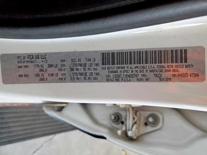 Продаж на аукціоні авто 2019 Ram 1500, vin: 1C6SRFLT1KN835707, номер лоту: 56334166