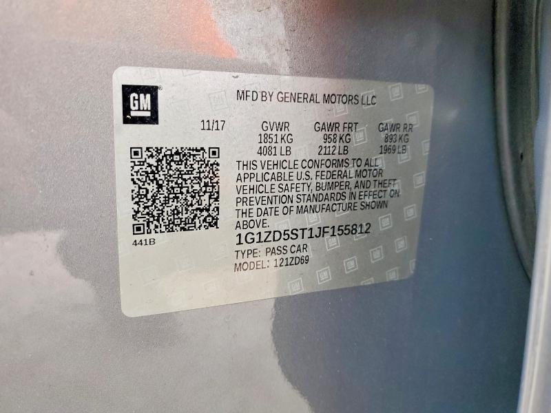 56667346 :رقم المزاد ، 1G1ZD5ST1JF155812 vin ، 2018 Chevrolet Malibu مزاد بيع