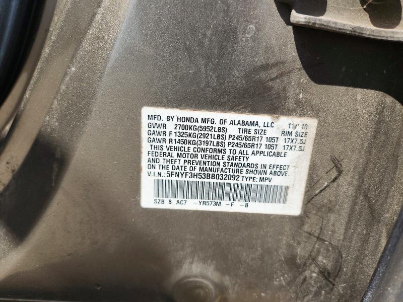 Продаж на аукціоні авто 2011 Honda Pilot, vin: 5FNYF3H53BB032092, номер лоту: 56682176