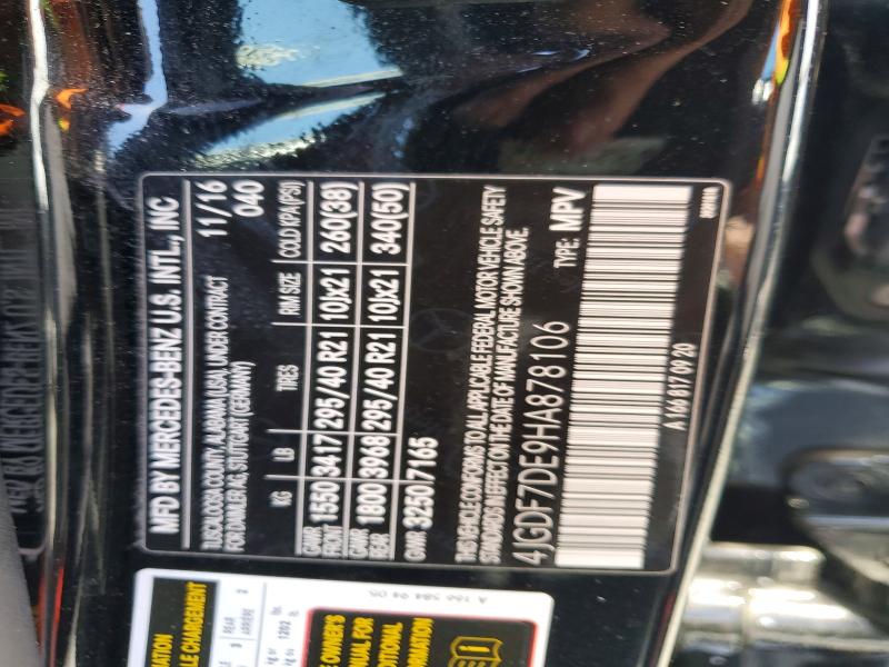 Aukcja sprzedaży 2017 Mercedes-benz Gls, vin: 4JGDF7DE9HA878106, numer aukcji: 59190116