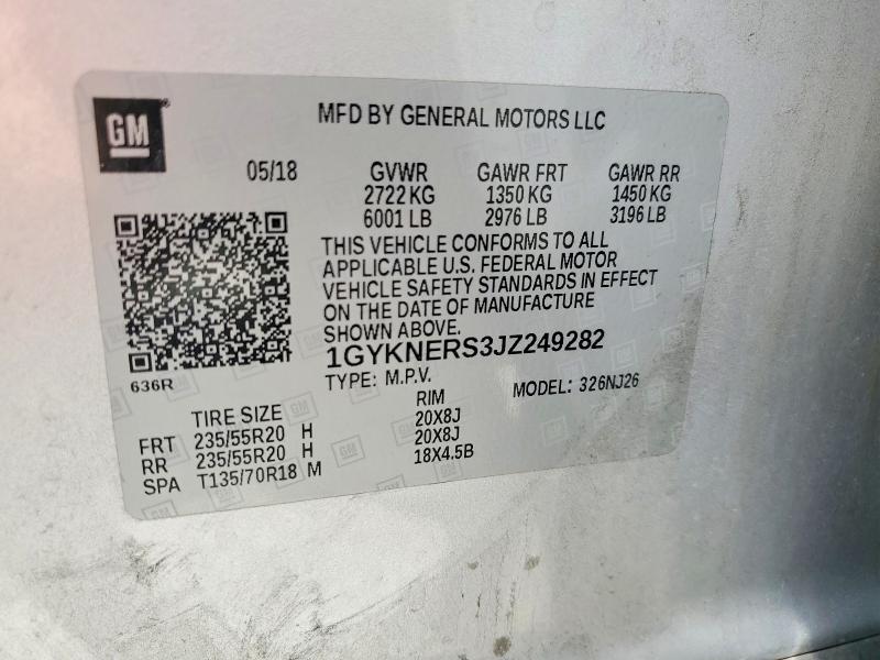 56697526 :رقم المزاد ، 1GYKNERS3JZ249282 vin ، 2018 Cadillac Xt5 مزاد بيع