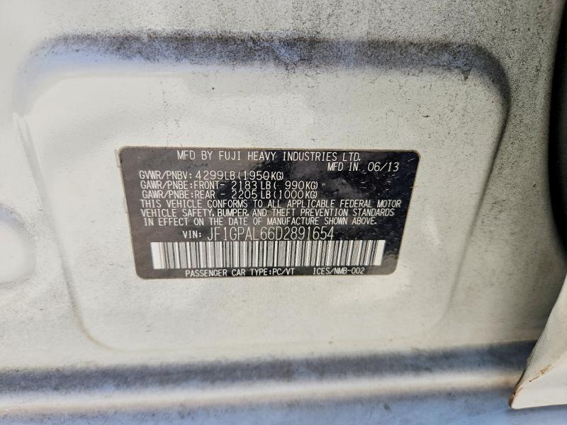 55981256 :رقم المزاد ، JF1GPAL66D2891654 vin ، 2013 Subaru Impreza مزاد بيع