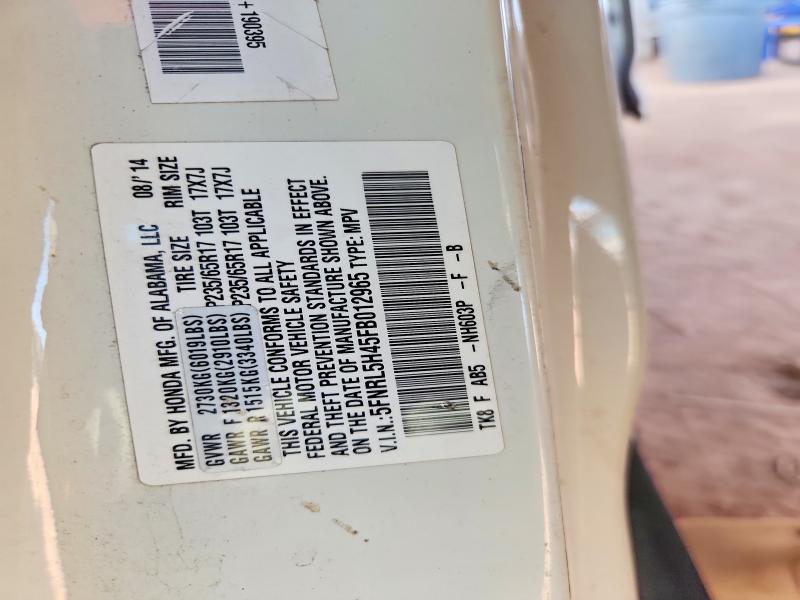 Продаж на аукціоні авто 2015 Honda Odyssey, vin: 5FNRL5H45FB012965, номер лоту: 57694526