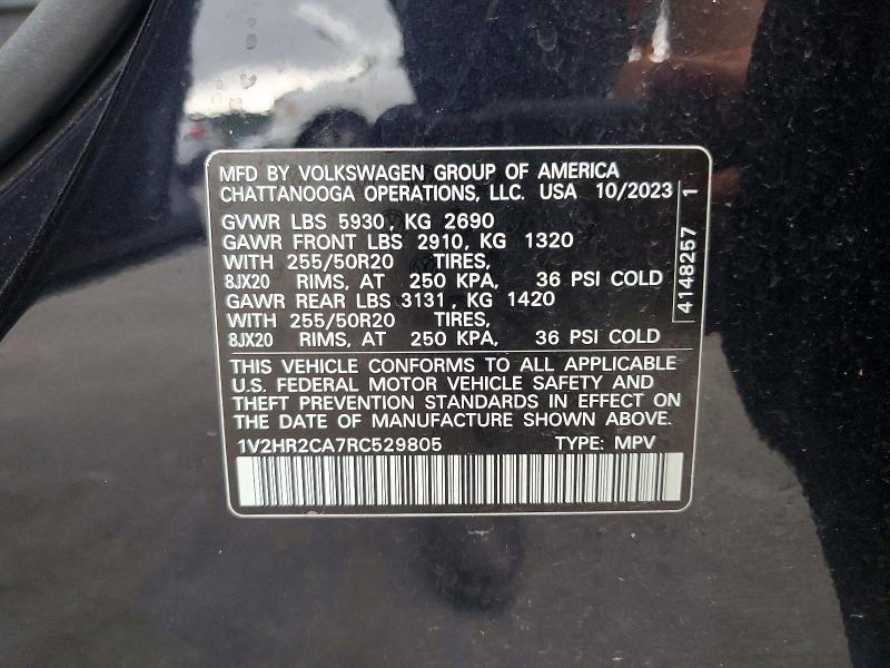 Aukcja sprzedaży 2024 Volkswagen Atlas, vin: 1V2HR2CA7RC529805, numer aukcji: 57616586