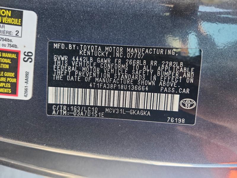 Aukcja sprzedaży 2008 Toyota Camry Solara, vin: 4T1FA38P18U136664, numer aukcji: 55977356