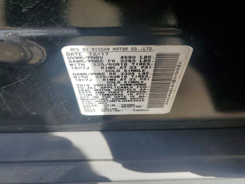 2018 Nissan Rogue მანქანა იყიდება აუქციონზე, vin: JN8AT2MT9JW463995, აუქციონის ნომერი: 56349386
