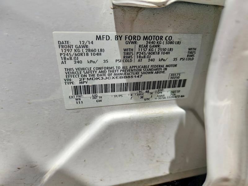 Aukcja sprzedaży 2014 Ford Edge, vin: 2FMDK3JCXEBB85147, numer aukcji: 57487136