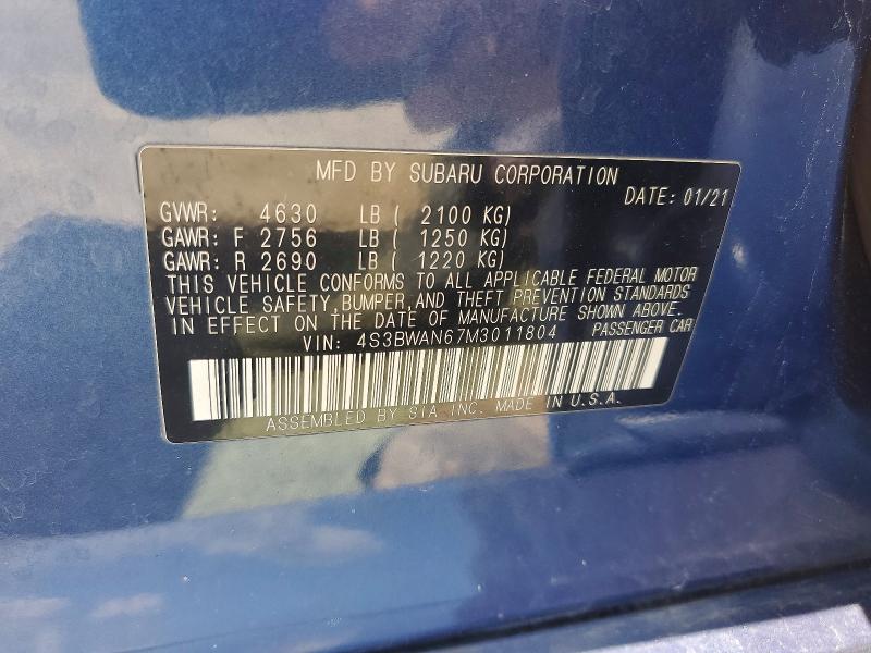 Продажа на аукционе авто 2021 Subaru Legacy, vin: 4S3BWAN67M3011804, номер лота: 57414426