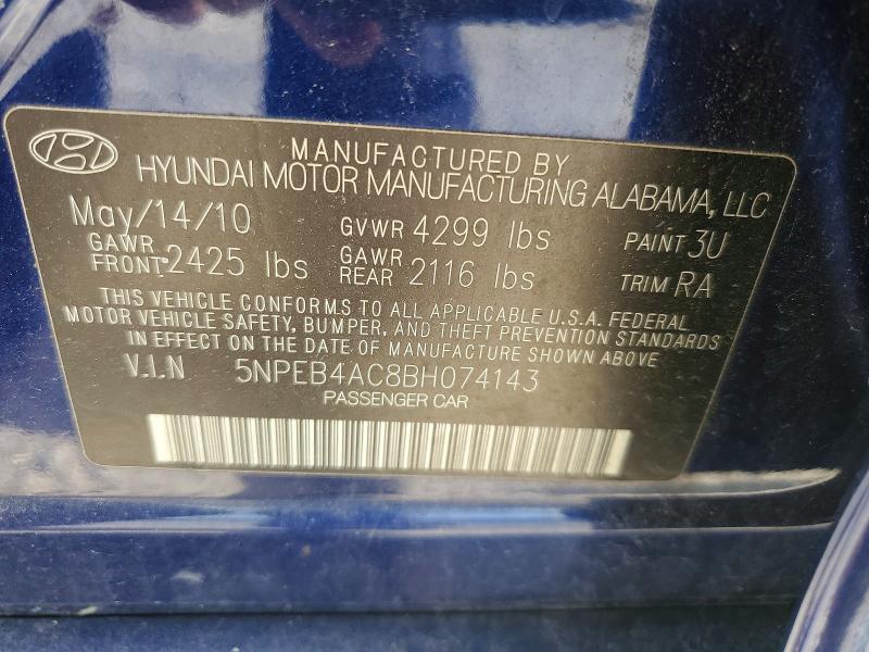 Продаж на аукціоні авто 2011 Hyundai Sonata, vin: 5NPEB4AC8BH074143, номер лоту: 56783076