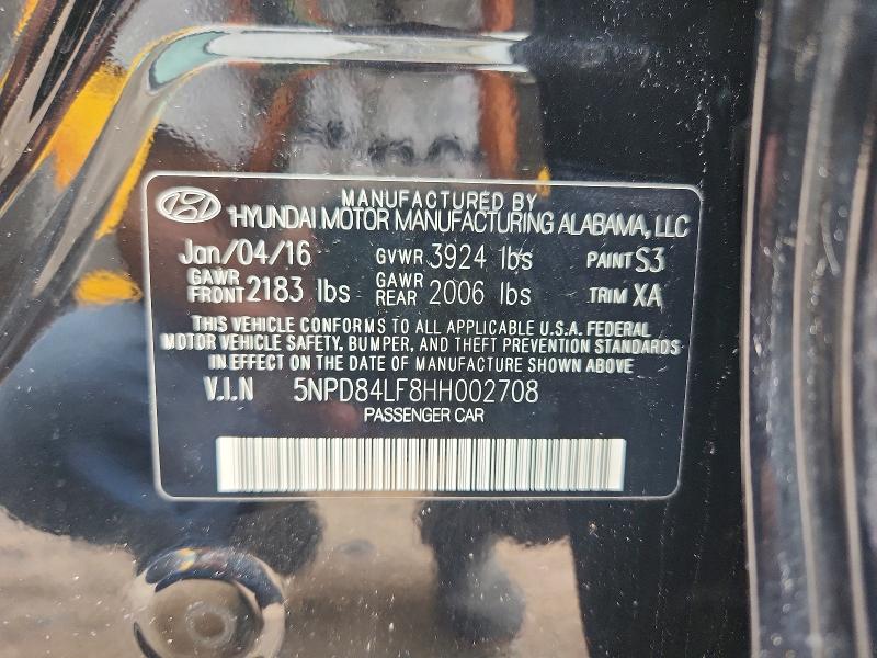 2017 Hyundai Elantra მანქანა იყიდება აუქციონზე, vin: 5NPD84LF8HH002708, აუქციონის ნომერი: 56129296
