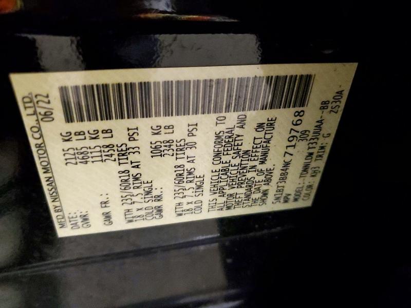 2022 Nissan Rogue მანქანა იყიდება აუქციონზე, vin: 5N1BT3BB4NC719768, აუქციონის ნომერი: 58442196