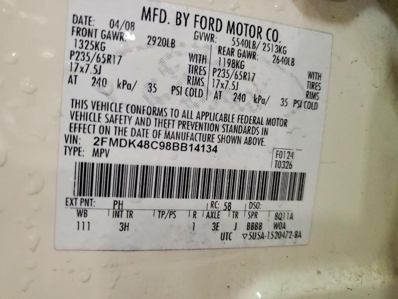 Aukcja sprzedaży 2008 Ford Edge, vin: 2FMDK48C98BB14134, numer aukcji: 58207136