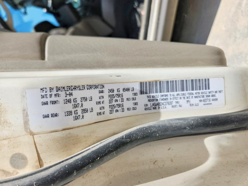 2004 Jeep Grand Cherokee მანქანა იყიდება აუქციონზე, vin: 1J4GW48S34C378287, აუქციონის ნომერი: 57836716