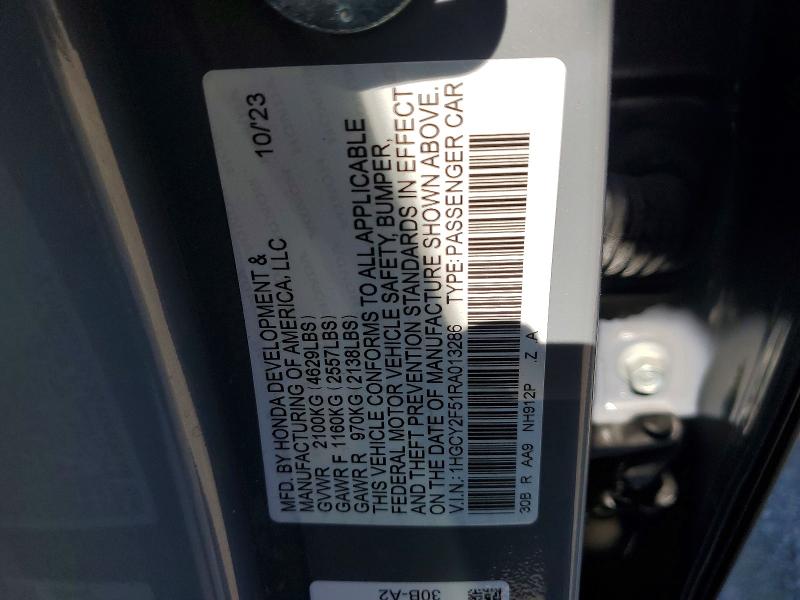 Продажа на аукционе авто 2024 Honda Accord, vin: 1HGCY2F51RA013286, номер лота: 55534966