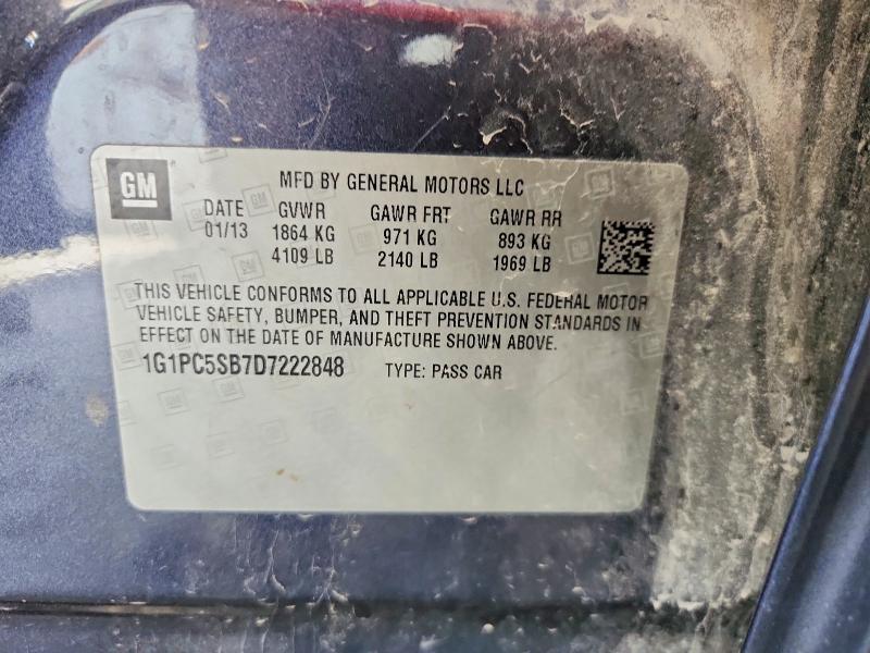 Продаж на аукціоні авто 2013 Chevrolet Cruze, vin: 1G1PC5SB7D7222848, номер лоту: 57967576