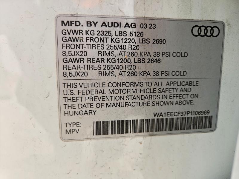 Продаж на аукціоні авто 2023 Audi Q3, vin: WA1EECF37P1106969, номер лоту: 58835976