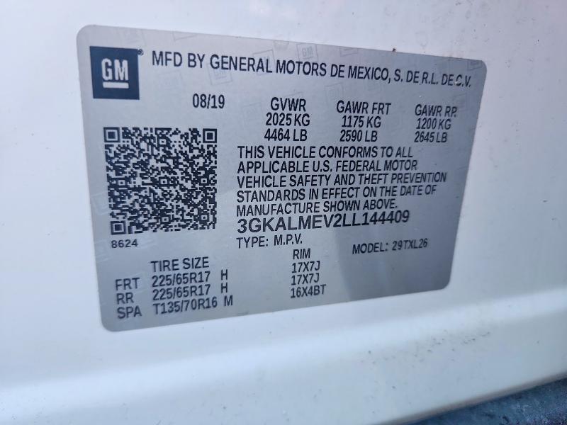 Aukcja sprzedaży 2020 Gmc Terrain, vin: 3GKALMEV2LL144409, numer aukcji: 58555666