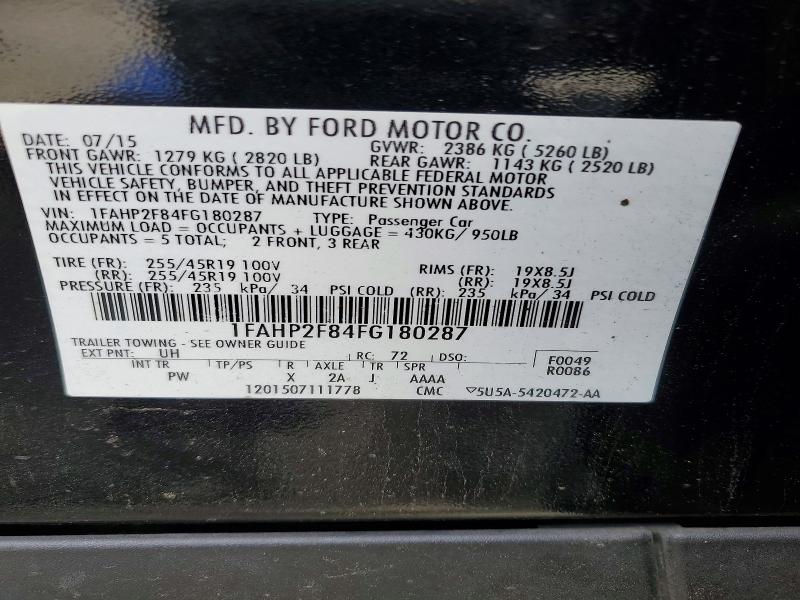 Продажа на аукционе авто 2015 Ford Taurus, vin: 1FAHP2F84FG180287, номер лота: 56722396