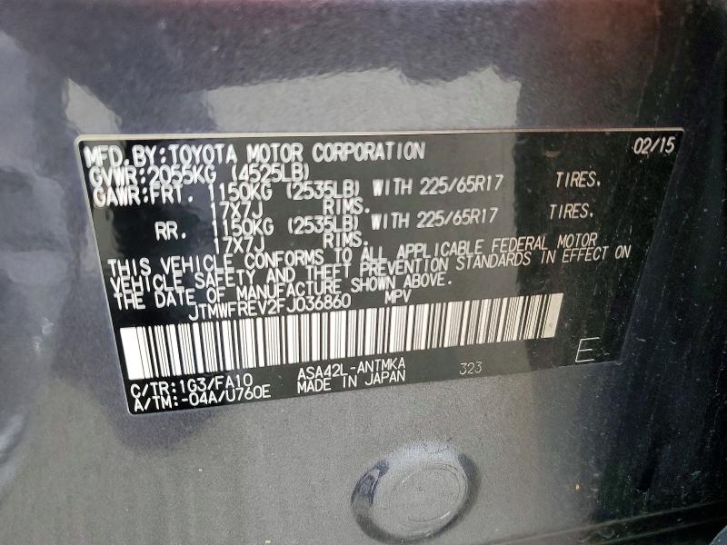 Aukcja sprzedaży 2015 Toyota Rav4, vin: JTMWFREV2FJ036860, numer aukcji: 57015086