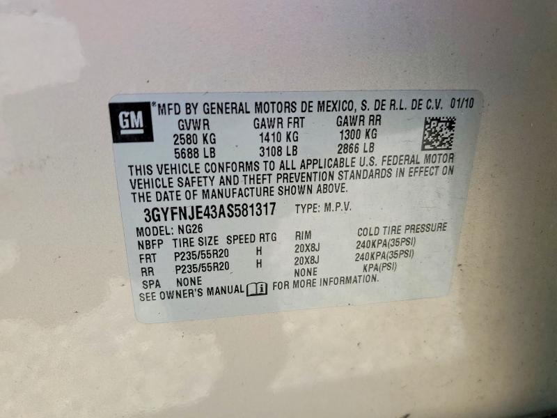 Aukcja sprzedaży 2010 Cadillac Srx, vin: 3GYFNJE43AS581317, numer aukcji: 54549486
