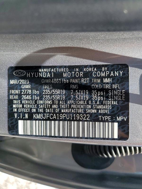 2023 Hyundai Tucson მანქანა იყიდება აუქციონზე, vin: KM8JFCA19PU119322, აუქციონის ნომერი: 58423086