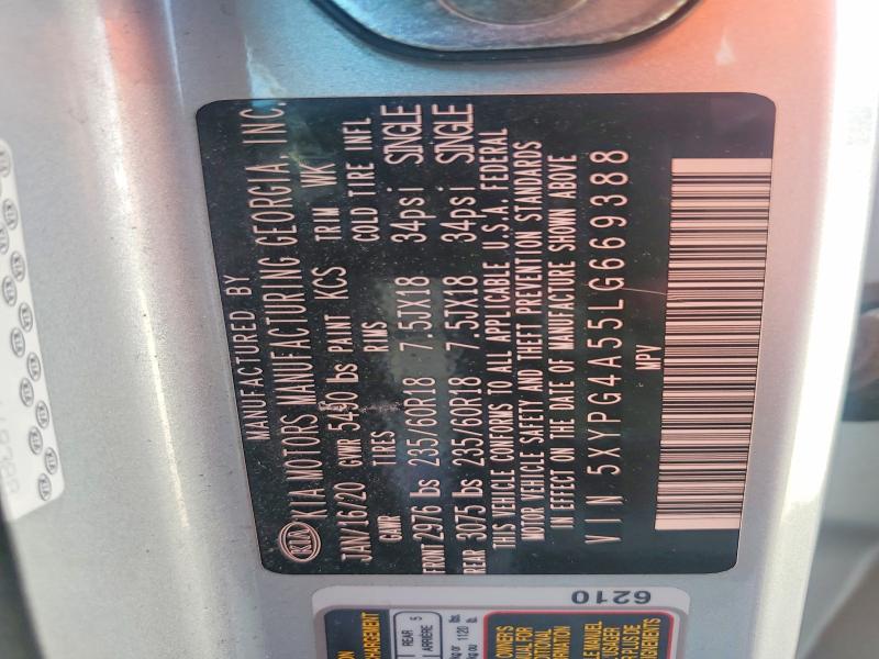 54215726 :رقم المزاد ، 5XYPG4A55LG669388 vin ، 2020 Kia Sorento مزاد بيع