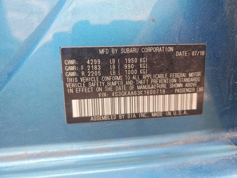 Продажа на аукционе авто 2019 Subaru Impreza, vin: 4S3GKAA63K1600719, номер лота: 59234576