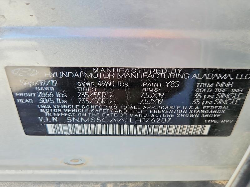 Продажа на аукционе авто 2020 Hyundai Santa Fe, vin: 5NMS5CAA1LH176207, номер лота: 56839326