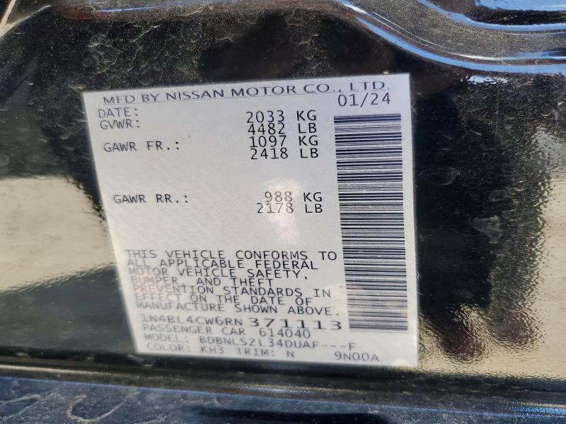 58362216 :رقم المزاد ، 1N4BL4CW6RN371113 vin ، 2024 Nissan Altima مزاد بيع