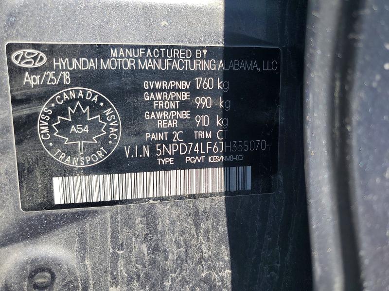 Продажа на аукционе авто 2018 Hyundai Elantra, vin: 5NPD74LF6JH355070, номер лота: 55247716
