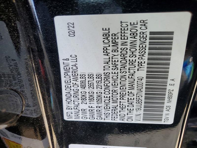 Продаж на аукціоні авто 2022 Acura Tlx, vin: 19UUB5F57NA000740, номер лоту: 58289476