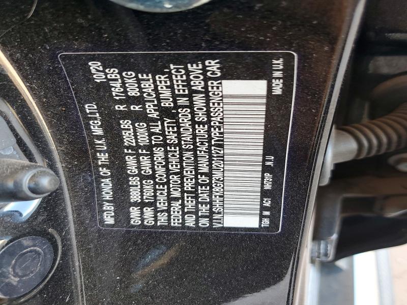 Продаж на аукціоні авто 2021 Honda Civic, vin: SHHFK8G73MU201127, номер лоту: 58956496