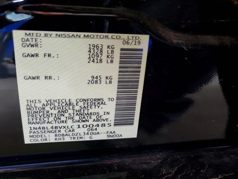 56765226 :رقم المزاد ، 1N4BL4BVXLC100485 vin ، 2020 Nissan Altima مزاد بيع