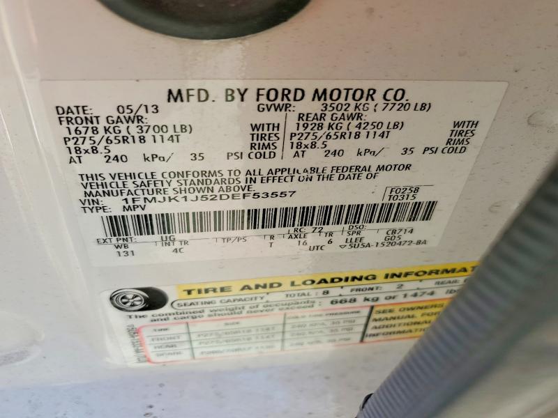 57522386 :رقم المزاد ، 1FMJK1J52DEF53557 vin ، 2013 Ford Expedition مزاد بيع