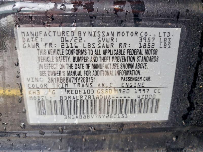 Aukcja sprzedaży 2022 Nissan Sentra, vin: 3N1AB8BV7NY280151, numer aukcji: 57313096