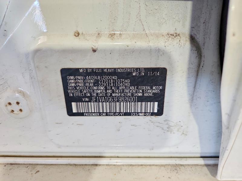 Продаж на аукціоні авто 2015 Subaru Wrx, vin: JF1VA1G63F9826001, номер лоту: 55372956