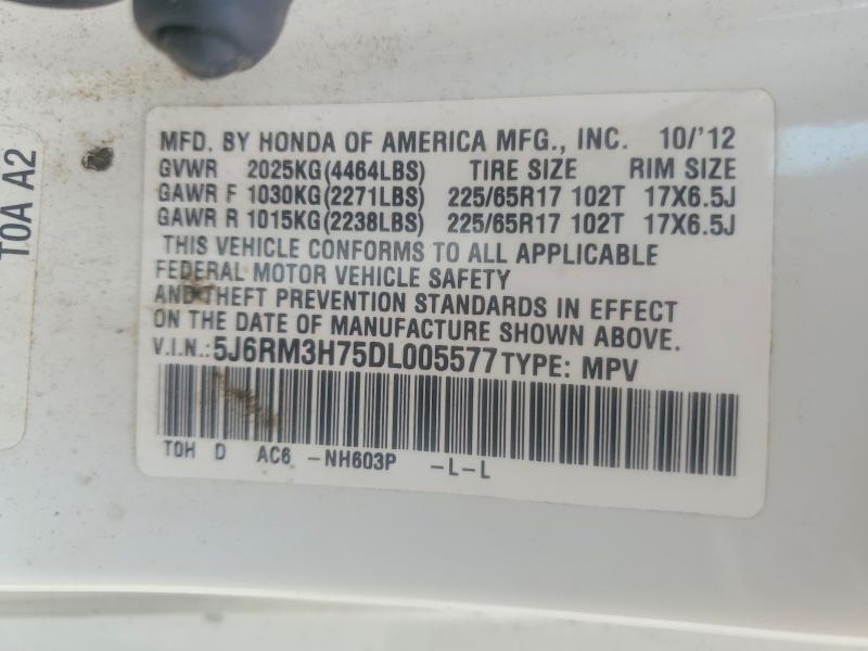 Продаж на аукціоні авто 2013 Honda Cr-v, vin: 5J6RM3H75DL005577, номер лоту: 55686706