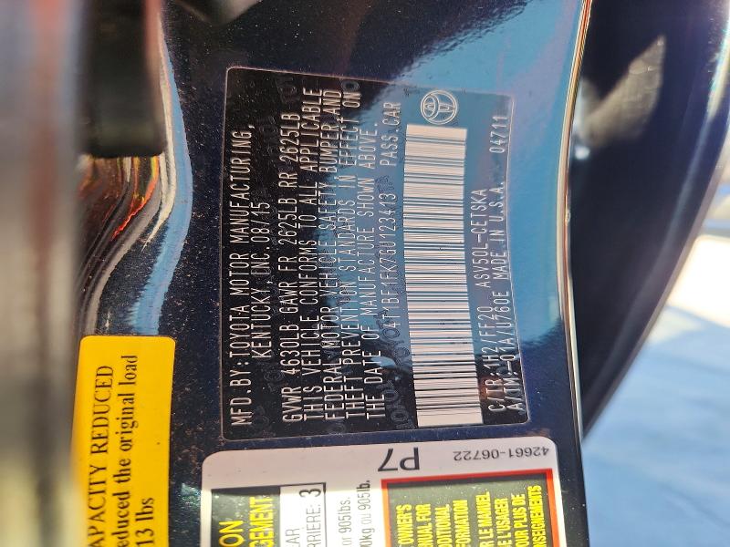2016 Toyota Camry მანქანა იყიდება აუქციონზე, vin: 4T1BF1FK7GU123413, აუქციონის ნომერი: 56680726