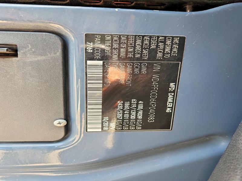 Aukcja sprzedaży 2019 Mercedes-benz Sprinter, vin: WD4PF0CD6KP040983, numer aukcji: 55477446